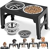 3PCS Comedero para Perro（Stainless steel bowl*2+Plato para Alimentación Lenta*1）, Cuenco Elevado para Perros,Soporte...