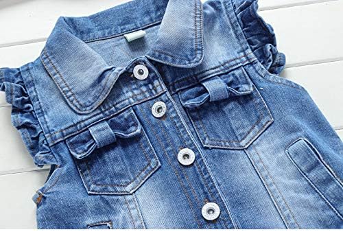 Yao Little Girls Denim Vest Spring Autumn Sequins Owl Vest Coat - Image 5