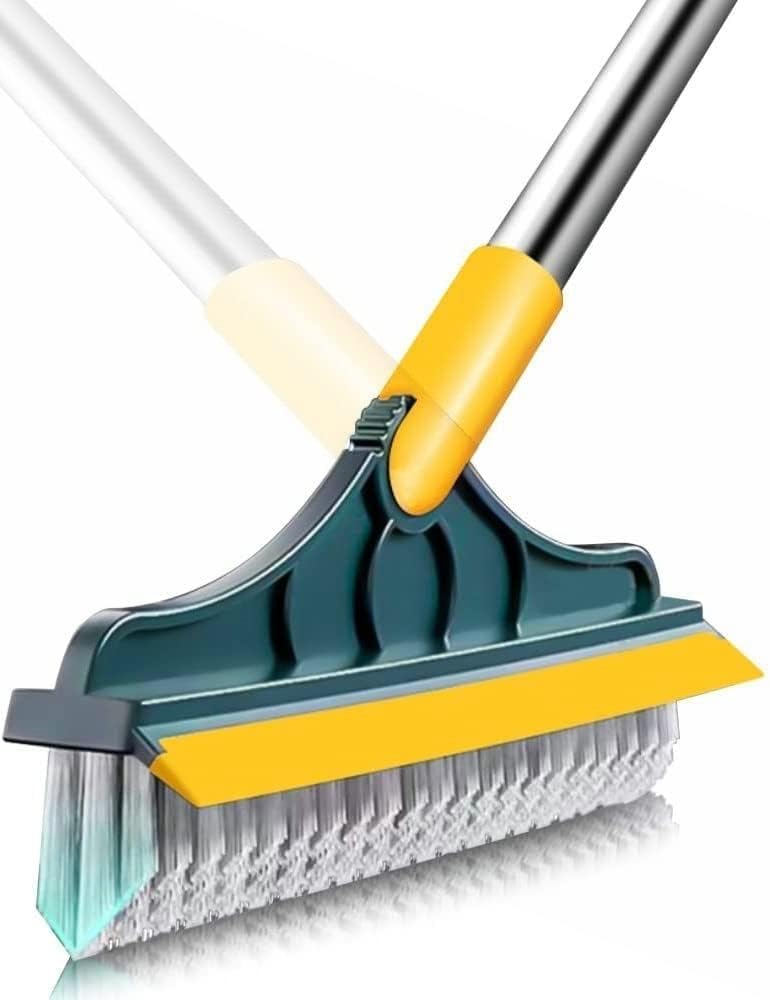 VARENYYA Bathroom Cleaning Brush with Wiper Tiles Cleaning Brush Floor Scrub with Long Handle 120° Rotate Bathroom Wiper Also for Toilet Bathroom Cleaning Accessories (2 in 1 Brush)-image-20