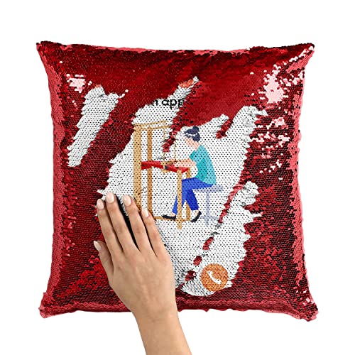 Coussin paillettes rouge la couture m'appelle : cadeau mode idéal - 3