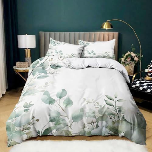 Parure de lit microfibre feuilles d'eucalyptus housse fermeture éclair - 2