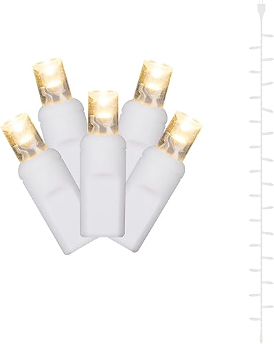 Miniatura 2 de Vickerman 100 luces LED de cortina LED de gran angular blanco cálido en cable blanco, tira de luz navideña de 50 pies