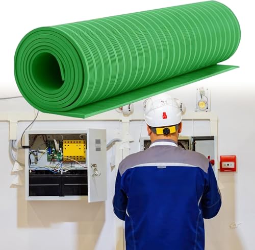 JvFbjLF Tapete de Caucho Aislante de 3 mm de Grosor, tapete de Seguridad Industrial de Longitud Personalizable(Green)