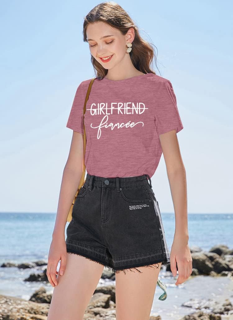 Girlfriend Fiancee Shirt Women Cute Engagement T-Shirt from Miss to Mrs Gift for Bride Honeymoon Vacation Announcement Top - Image 2