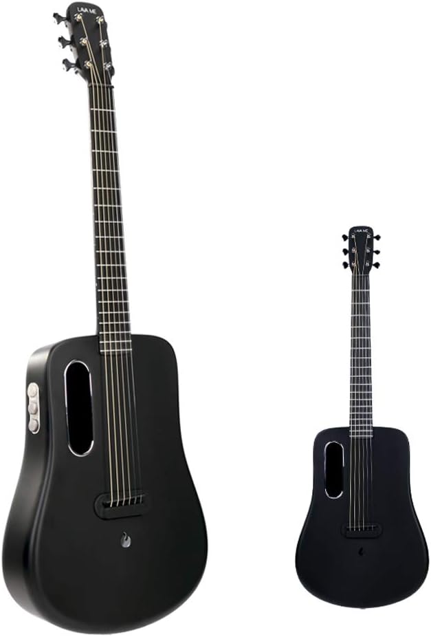 HBIAO Acoustic Guitar 36 Inch Carbon Fiber Veneer Acoustic Guitar Beginner Guitar Travel Guitar (FREEBOOST),Black