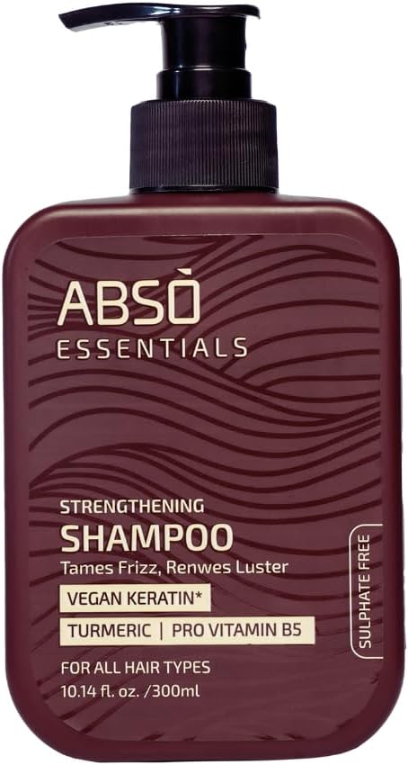Strengthening Shampoo for Frizz Control, Hair Strengthening, Enhanced Shine Infused with Vegan Keratin, Pro Vitamin B5 and Turmeric| Sulphate & Paraben Free (300 ML)