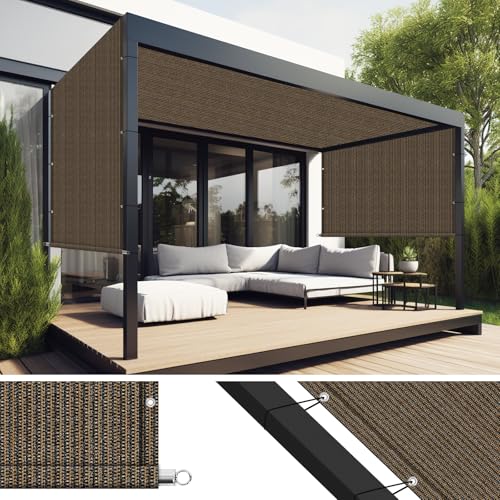 Amagenix 9' × 10' Pergola Shade Cover Replacement Canopy Sun Shade Cloth with Grommets & Rods for Outdoor Patio, Canopy, Garden, Mocha (We Make Custom Size)