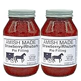 Amish Pie Filling Strawberry/Rhubarb and Topping - TWO 32 Oz Jars