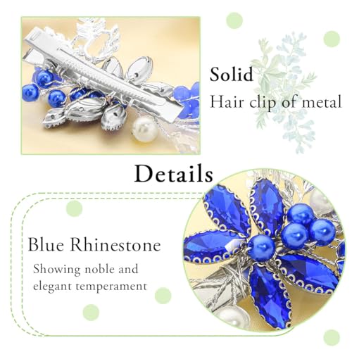 Rhinestone-Hair-Clip-Wedding-Flower-Crystal-Dress-Hair-Accessories-Sparkle-Handmade-Pearls-Bride-Bridesmaid-Headpieces-for-Women-Blue
