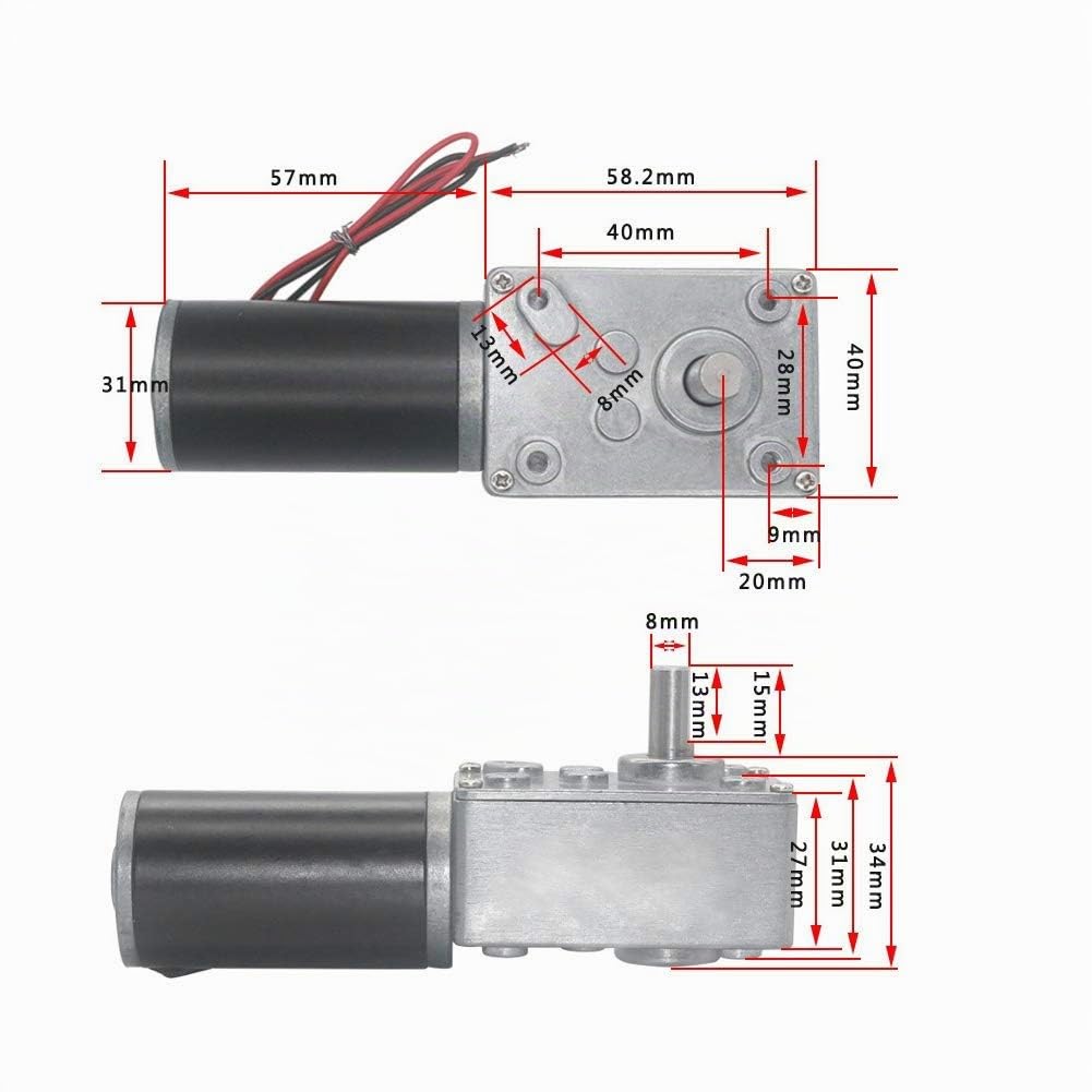 Motore a vite senza fine da 12 V, 10 giri/min, DC, 90 kg, 31 mm, alta torsione, autobloccante, mini turbina invertita, per robot fai da te, tavolo rotante, tenda