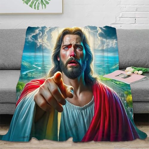 Couverture Jésus en flanelle sacrée avec impression 3D premium