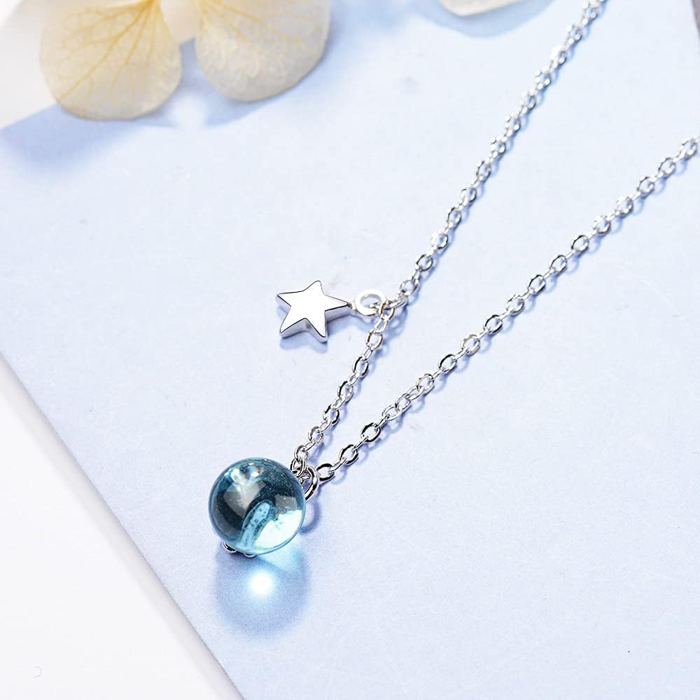 925 Sterling Silver Crystal Round Ball Necklaces & Pendants for Women Jewelry Choker Collar