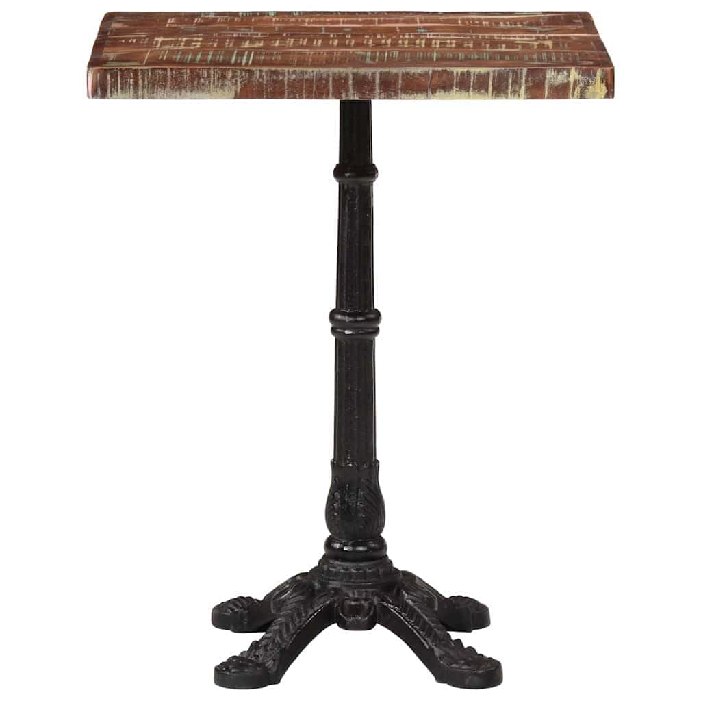 Tavolo da bistrot in legno massiccio anticato, 60 x 60 x 76 cm, con gambe in ghisa, tavolo da cucina rustico dal design industriale, salvaspazio e stabile