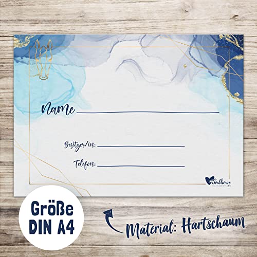 Stallschild, Boxenschild beschreibbar Aquarell blau, Tiere tolle Accessoires, Stallschild von Soulhorse, Schild Pferd Pony Hund, Wand- und Türschild, Soulhorse Style Cover