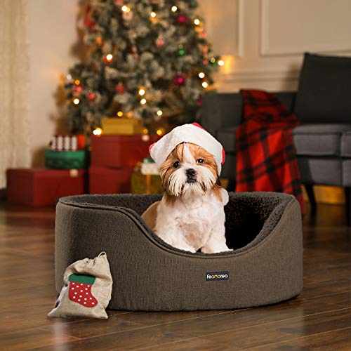 Feandrea Hundebett, Hundekorb, Wendekissen, 73 x 60 x 27 cm, braun PGW031K01