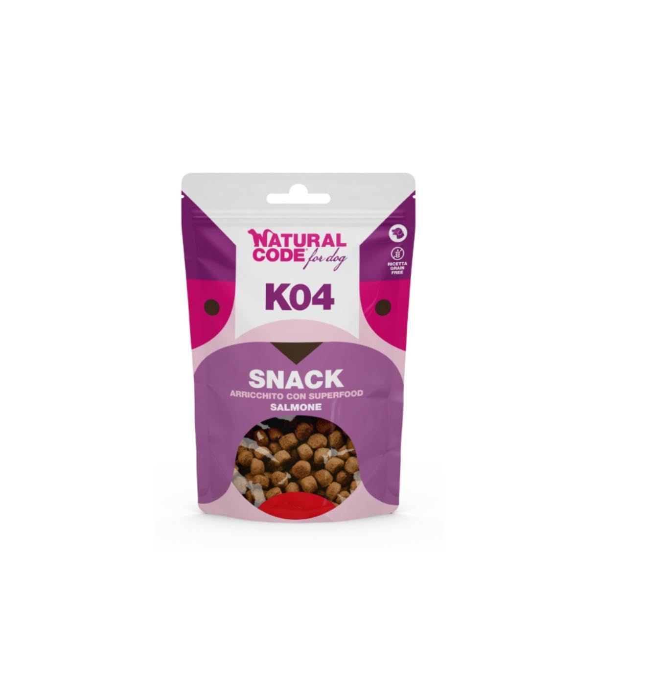 Snack pour chien naturel, collations pour chiens adultes et chiots de toutes tailles, douces friandises au saumon K04 | 3 paquets de 120 grammes chacun.
