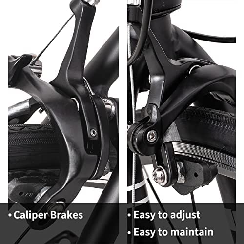 Hiland Rennrad 700c Racing Bike City Pendlerfahrrad mit 14 Geschwindigkeiten Antriebsstrang 50cm schwarz Herrenrad Damenfahrrad