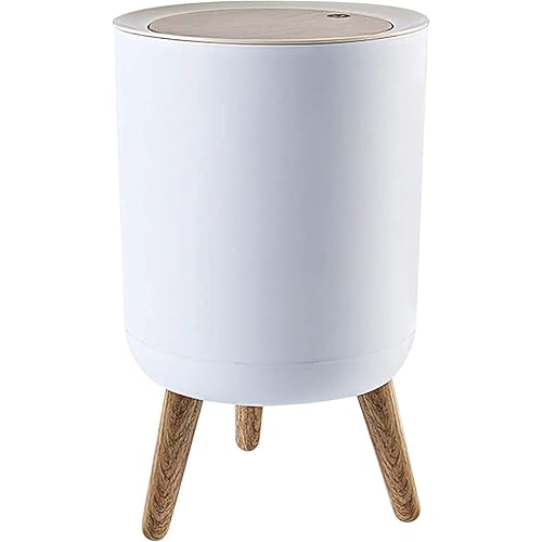 Trash can，7Liter/1.8 Gallon Garbage can with Press top Lid，Nordic Modern Waste Basket，Plastic Trash bin Suitable for Kitchen, Bathroom, Bedroom, Living Room, Office, Outdoor，Dog Proof Trash can