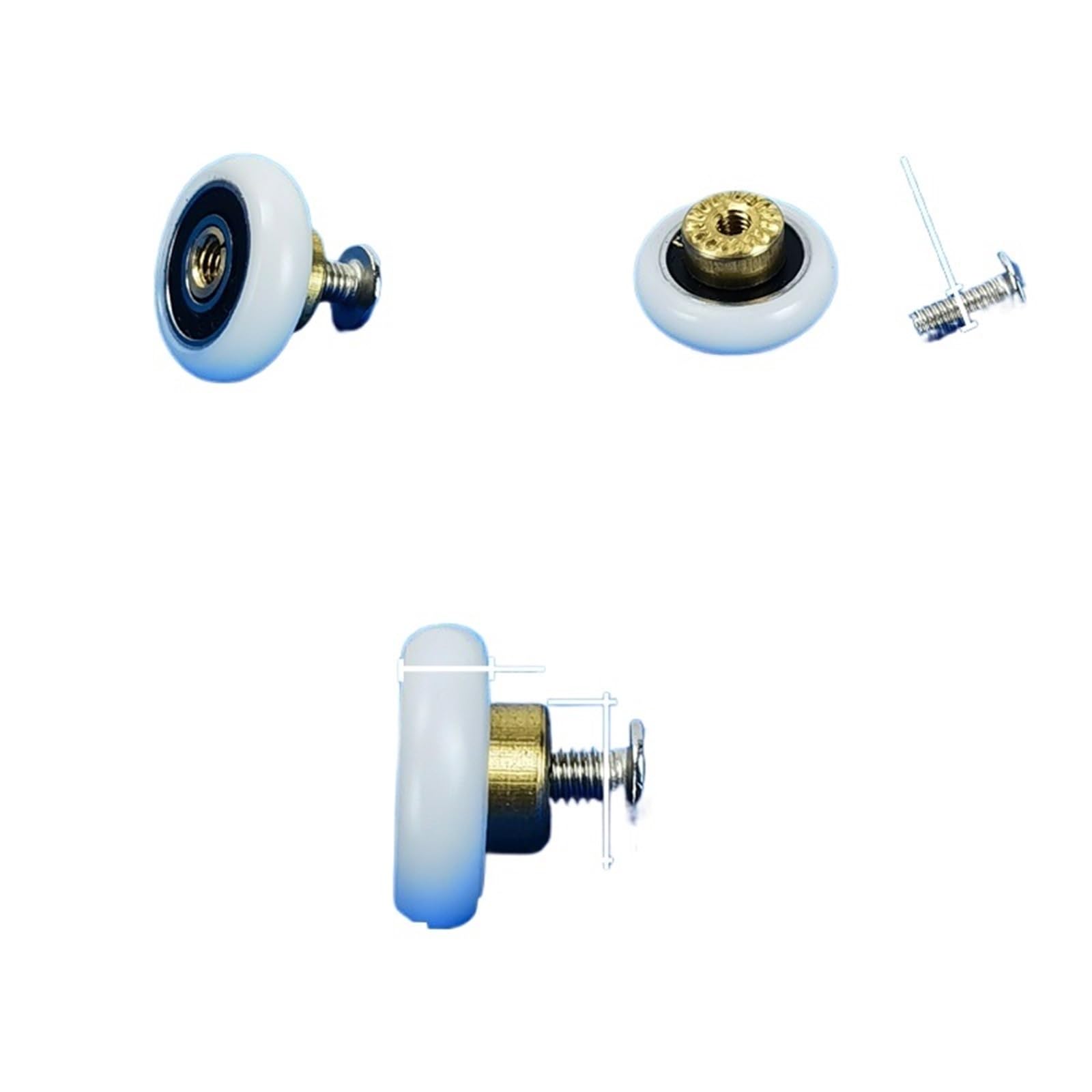Sliding Door Rollers Shower Door Rollers with M4 Or M6 Screws,Bathroom Pulley Roller for Wardrobe Drawer(20mm with M4 Screw)