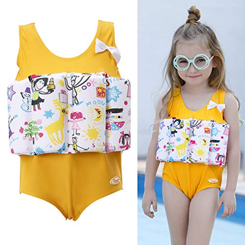 BESPORTBLE, 1 peça, maiô flutuante, estampa de desenho amarelo, colete de auxílio para treino de nat