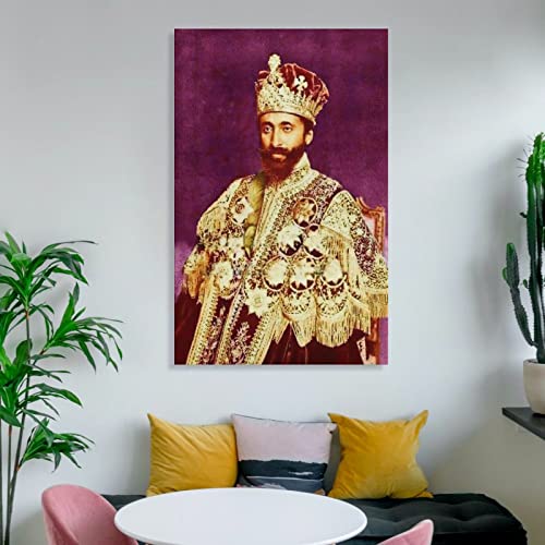 Tomart Oil Painting Poster Haile Selassie Vintage Portrait Wall Art Decor Canvas Painting Posters And Prints Wall Art Pictures For Living Room Bedroom Decor 24X36Inch(60X90Cm) Frame-Style #TOP5