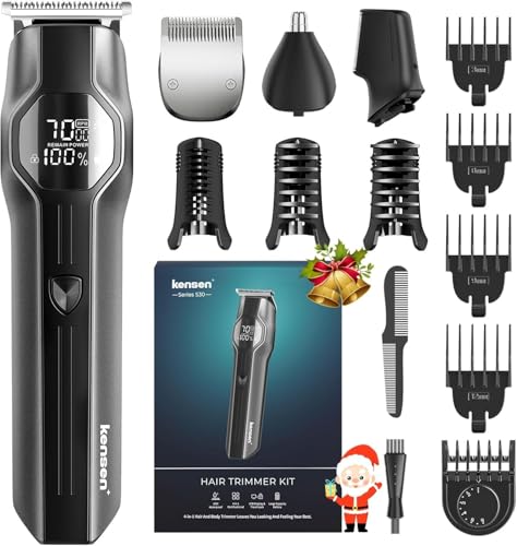 Beard Trimmer for Men - 14 Piece Professional Mens Grooming Kit, Christmas Gift Multi Groomer for Beard face Nose Ear Hair Trimmer Hair Cutting kit IPX7 Wet/Dry Use 210 Mins Shaving for Him Father