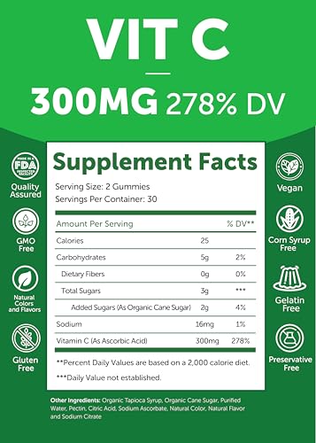 Image of Lunakai Vitamin C Gummies for Adults and Kids - Organic VIT C Vegan Chewable Gummy Vitamins - 250 mg Adult, Children, Toddler Chews - 6 Pack
