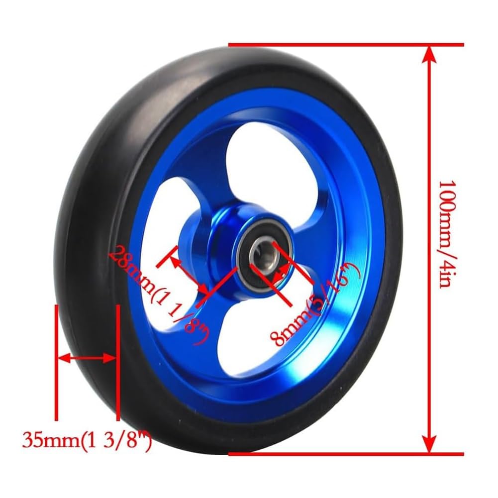 4 Inch Wheelchair Front Wheels Assembly, Sports Wheelchair Accessories, PU Solid Tyre, Front Wheel Replacement Casters(Blue)