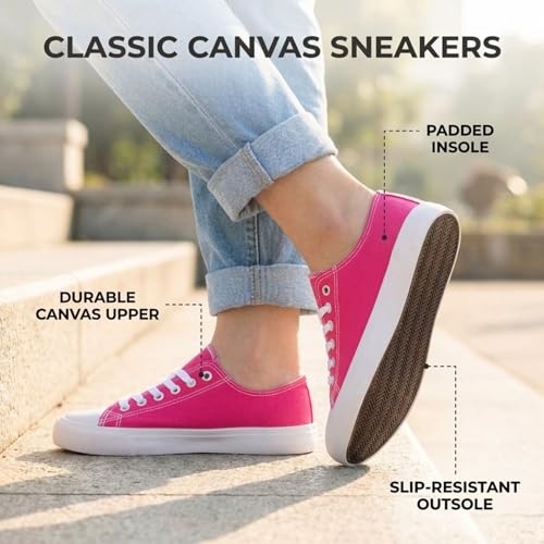 Image of Canvas Shoes for Women, Women's Fashion Sneakers | Casual Low Top, Lace Up, Rubber Sole, Canvas Upper, Cushioned Insole