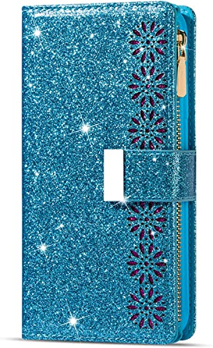 Étui en cuir de qualité supérieure iPhone 14 Pro bleu à rabat aimanté