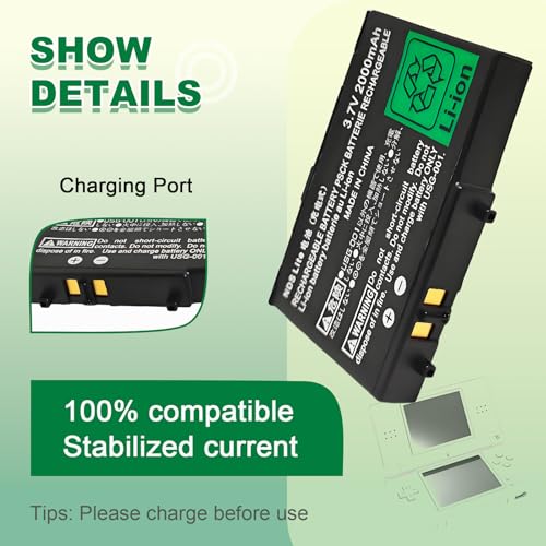 Image of USG-003 for Nintendo DS Lite Battery - USG-001 Battery Replacement Compatible with Nintendo DS Lite, NDS Lite, DSL, NDSL Game Player 3.7V
