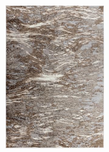 Image of RUG BRANCH Sakarya 8' x 11' (7'10 inch X 10'10 inch) Modern Wave Indoor Area Rug, Abstract, Brown Grey - Living Room, Bedroom, Dining Room, and Kitchen