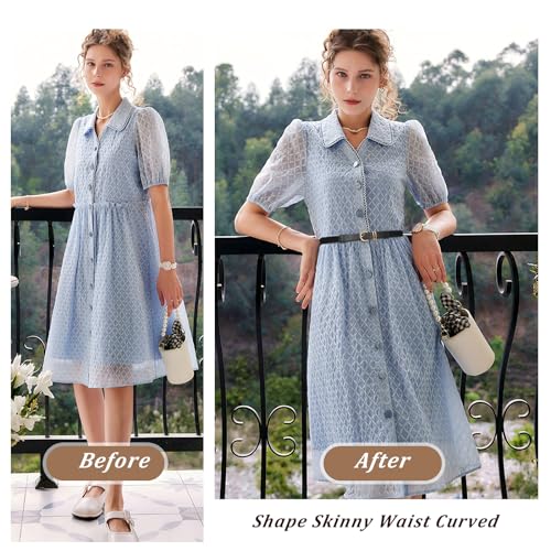 JASGOOD Women Thin Elastic Waist Belt for Dress Ladies Skinny Stretch Fashion Belt with Gold Buckle2