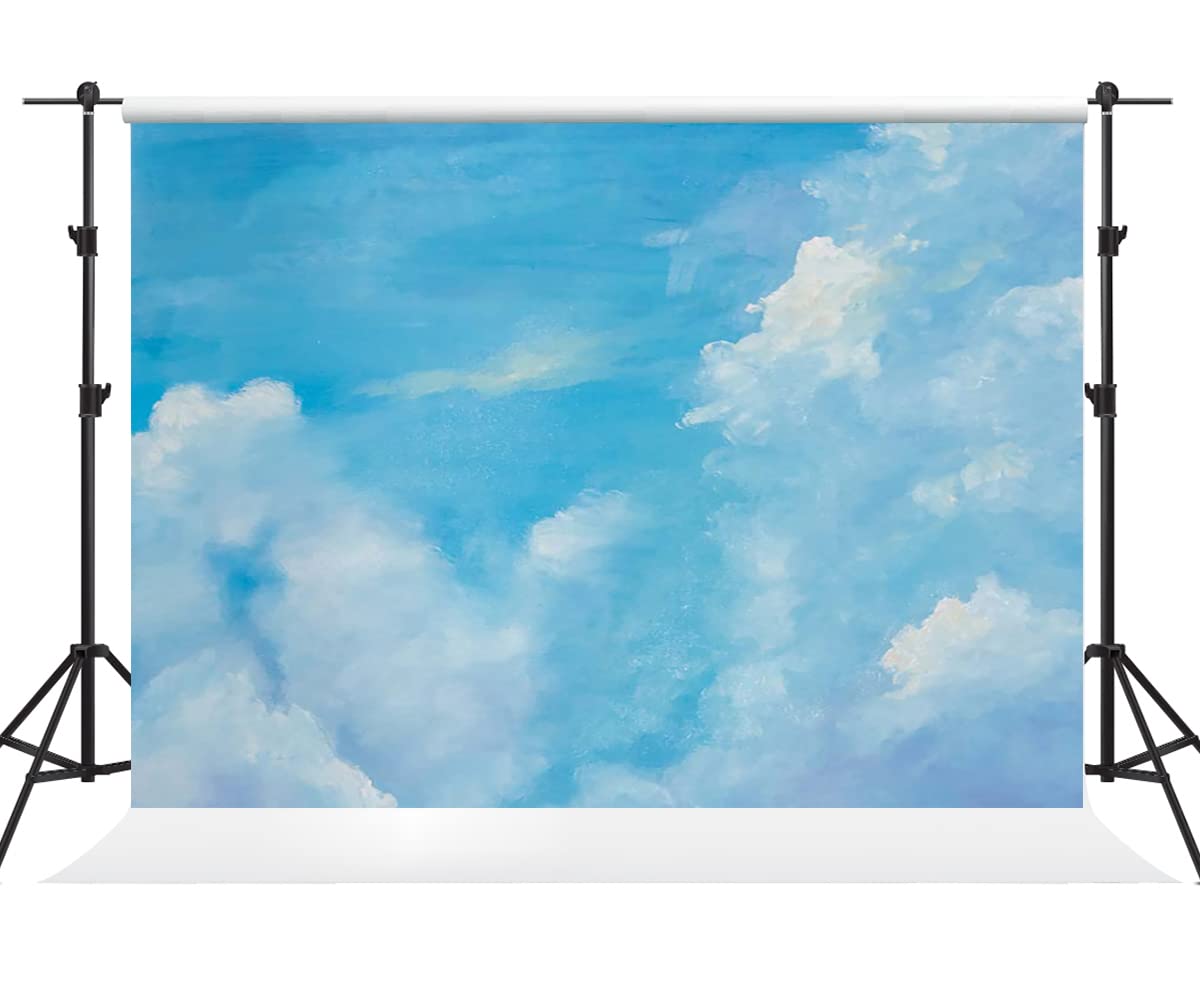 Kate 8×8ft Blue Portrait Backdrp White Cloud Photography Backdrop Abstract Fabric Background Studio Photography Photo Video Props