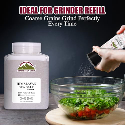 Himalayan Chef Coarse Grain Himalayan Sea Salt, 5 lb Jar - Pure, Natural, Non-GMO, Kosher, Ideal for Cooking, Baking, Seasoning, and Grinder Refills