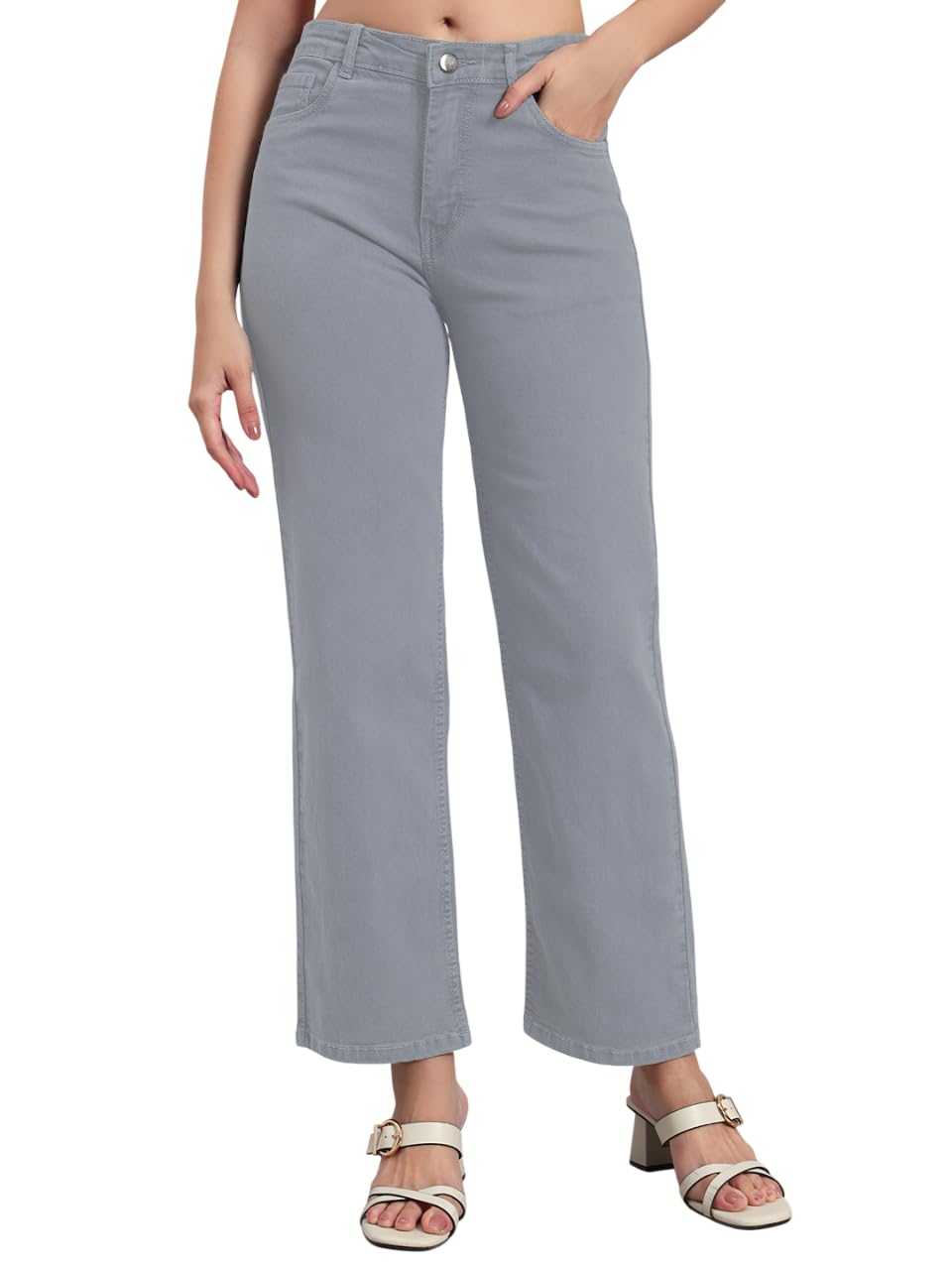 KARGEENS Women’s Cotton Loose Fit Wide Leg High Rise Jeans Pant KARGEENS Women’s Cotton Loose Fit Wide Leg High Rise Jeans Pant