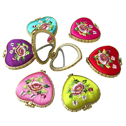 Fomiyes Pocket Makeup Mirror Foldable Mini Heart Cosmetic Mirrors 2-Sided Travel Mirror For Women Girls #TOP2