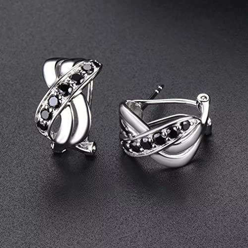 Boucles d'oreilles à clip de spinelle noire sans douleur ni irritation - 6
