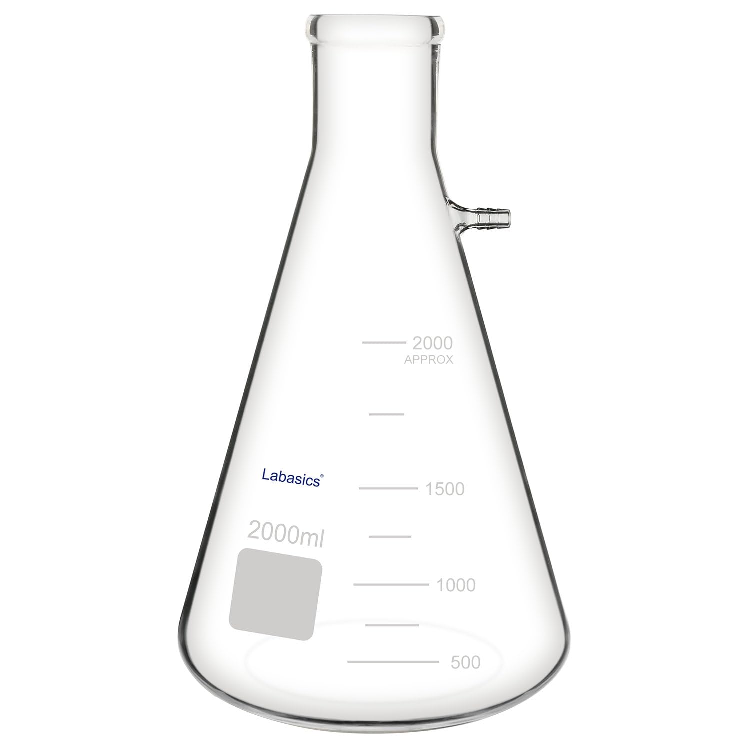 Labasics Glass Heavy Wall Borosilicate Glass Filtering Flask, Bolt Neck with Tubulation (2000 ml)