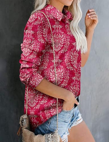 Image of Magritta Women's Shirts Fashion Casual Loose Fit Long Sleeve Button Down Lightweight Collared Blouse Tops