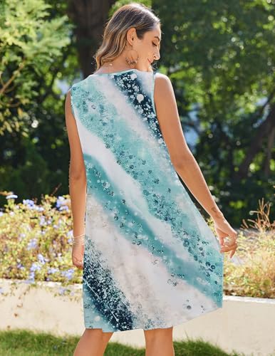 Image of Zeagoo Womens Casual Summer Dresses 2025 Boho Sleeveless Sundresses with Pockets Pleated Beach Floral T Shirt Dresses