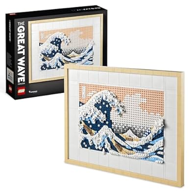 LEGO Art Hokusai – The Great Wave  3D Japanese Wall Art Craft Set  Framed Ocean Canvas Model Kit for Adults to Build  Creative Activity for Home or Office Decor  Gifts for Men and Women 31208