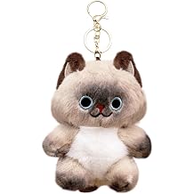 AGLOO Siamese Cat Keychain Bag Charm Adorable Plush Keychain for Backpacks,Gifts for Women, Cat Lovers, and Stylish Accessory Decor