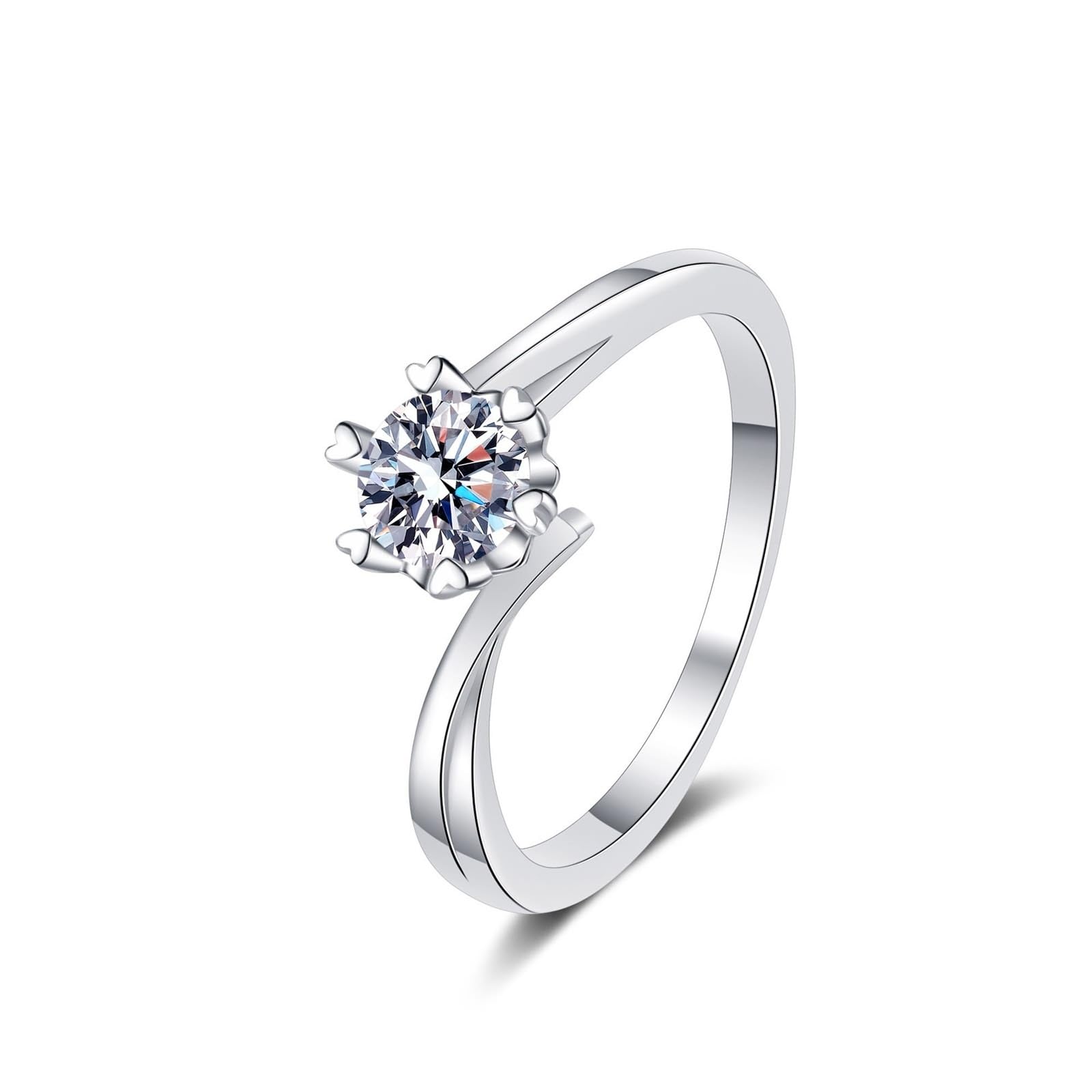 Silber Ringe 925 Frauen, Hochzeitsringe Schneeflocke Moissanit Geschenkring für Freundin