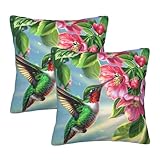 Photo Gallery mexpekil set di 2 federe per cuscini, 55 x 56 cm, con colibrì e fiori, piante floreali e natura, morbide, decorative, quadrate, per decorare la casa, per divano e camera da letto Photo Gallery mexpekil set di 2 federe per cuscini, 55 x 56 cm, con colibrì e fiori, piante floreali e natura, morbide, decorative, quadrate, per decorare la casa, per divano e camera da letto