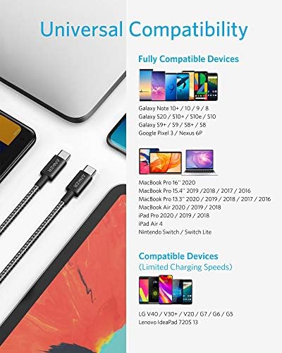 Anker 333 USB C to USB C Charger Cable (10ft 100W), USB 2.0 Type C Charging Cable USB C Cable Fast Charge for MacBook Pro 2020,iPad Pro 2020,iPad Air 4,Samsung Galaxy S21,Pixel,Switch,LG (Black)