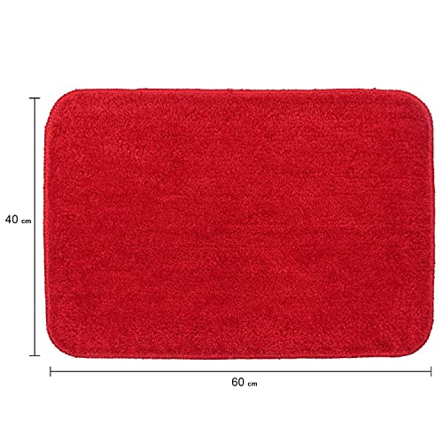Image of SKIVE India Solid Anti Slip Bathmat,Colour Red Size(40 x 60 cm) Set of 2 Piece