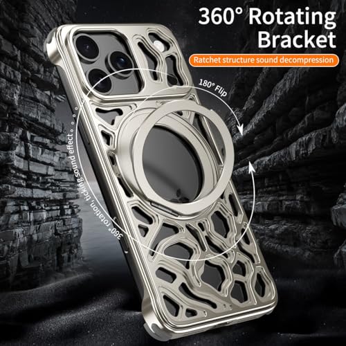 Coque iPhone 15 Pro Max bumper métallique orange avec support de table