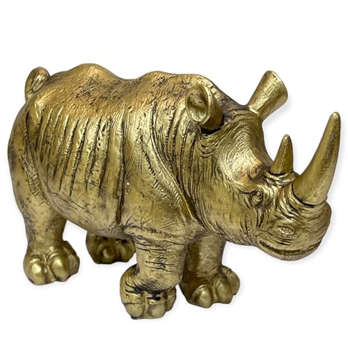 Image of AUGEN Polyresin Rhinoceros Statue Showpiece for Home Decor Decoration and Gifting (7276E12, 27cm)