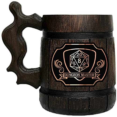DnD Mug. Wooden Beer Mug. DnD Gamer Mug. Wooden Beer Tankard. Gift for Boyfriend. Wood Stein. D&D Tankard Geek Gift. Gifts for Gamer. Gift for Him #143/0.6L/ 22 ounces